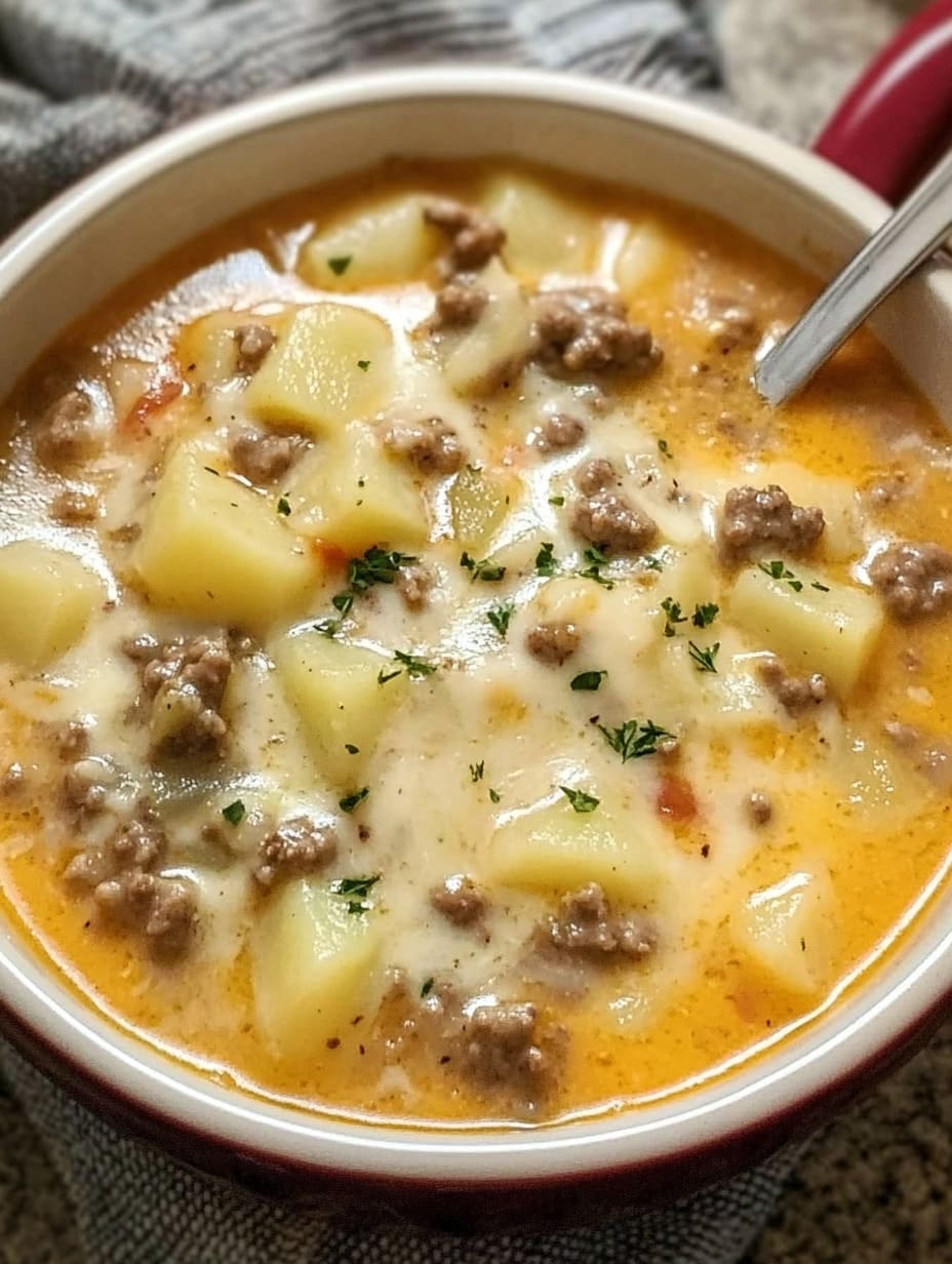 Cheesy Hamburger Potato Soup