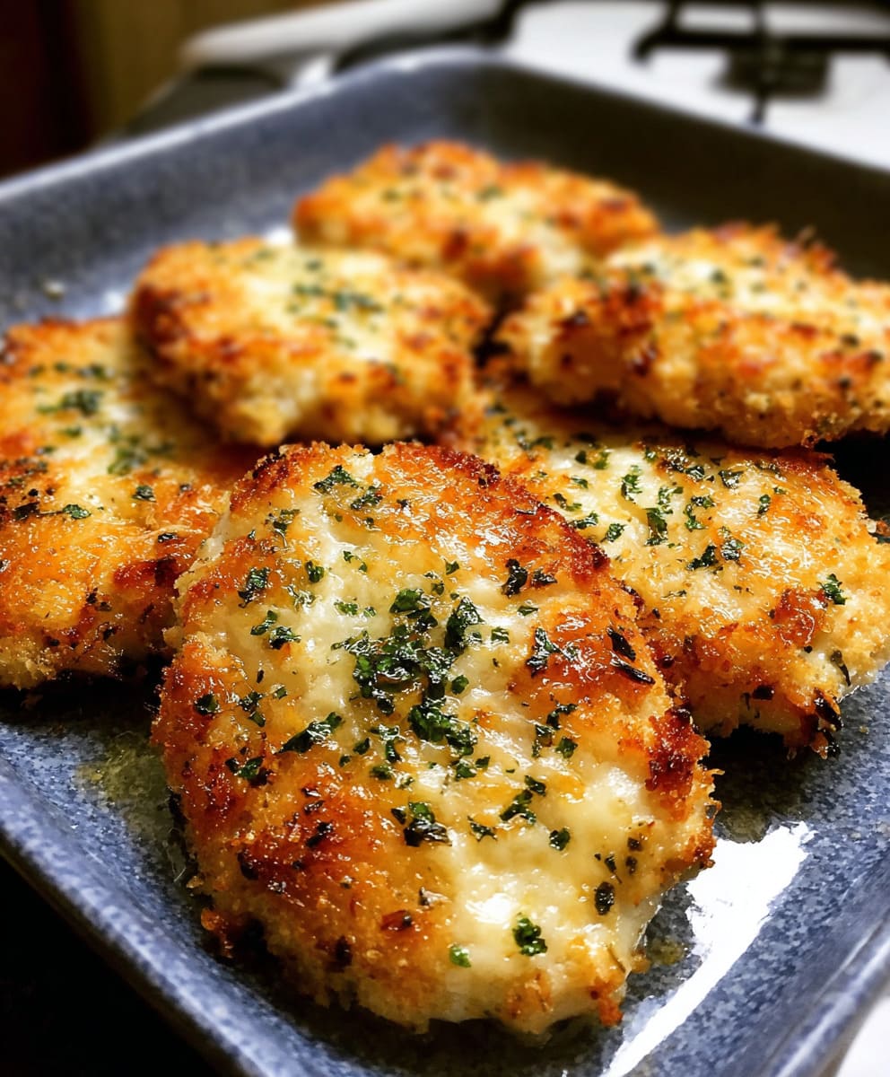 Crispy Baked Garlic Parmesan Chicken Cutlets
