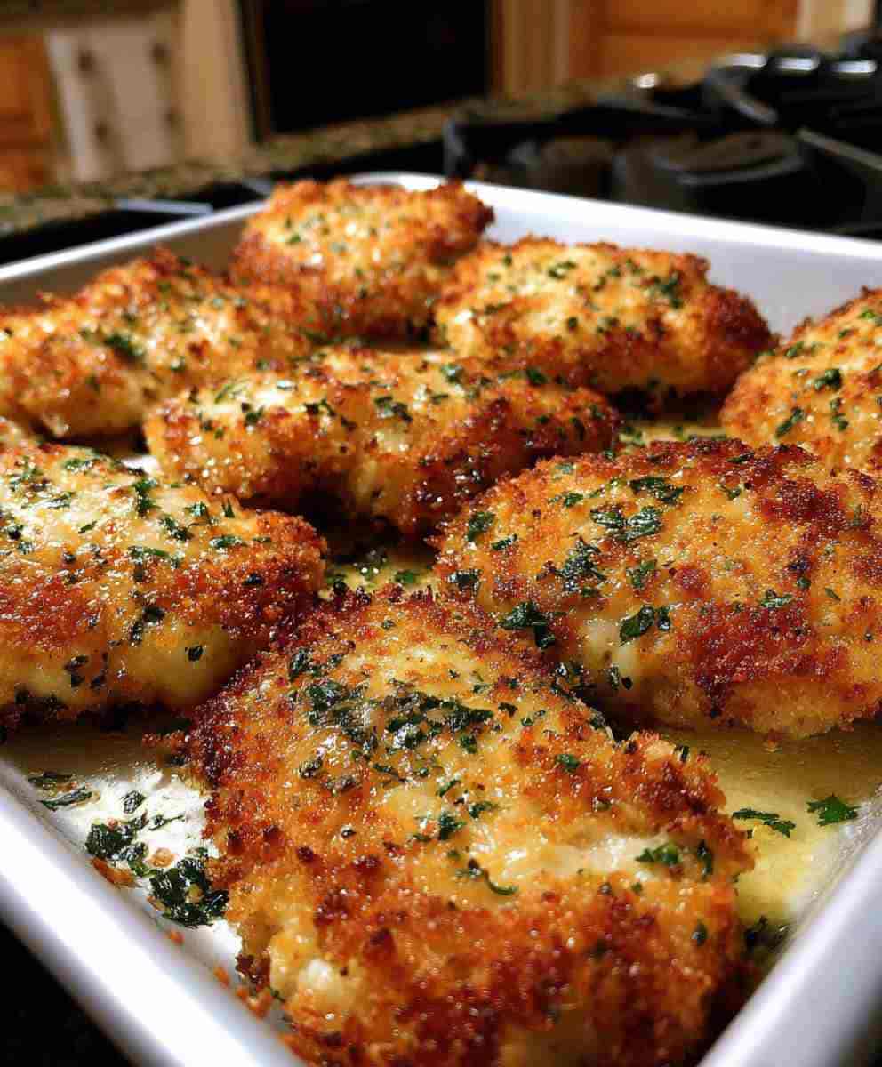 Crispy Baked Garlic Parmesan Chicken Cutlets