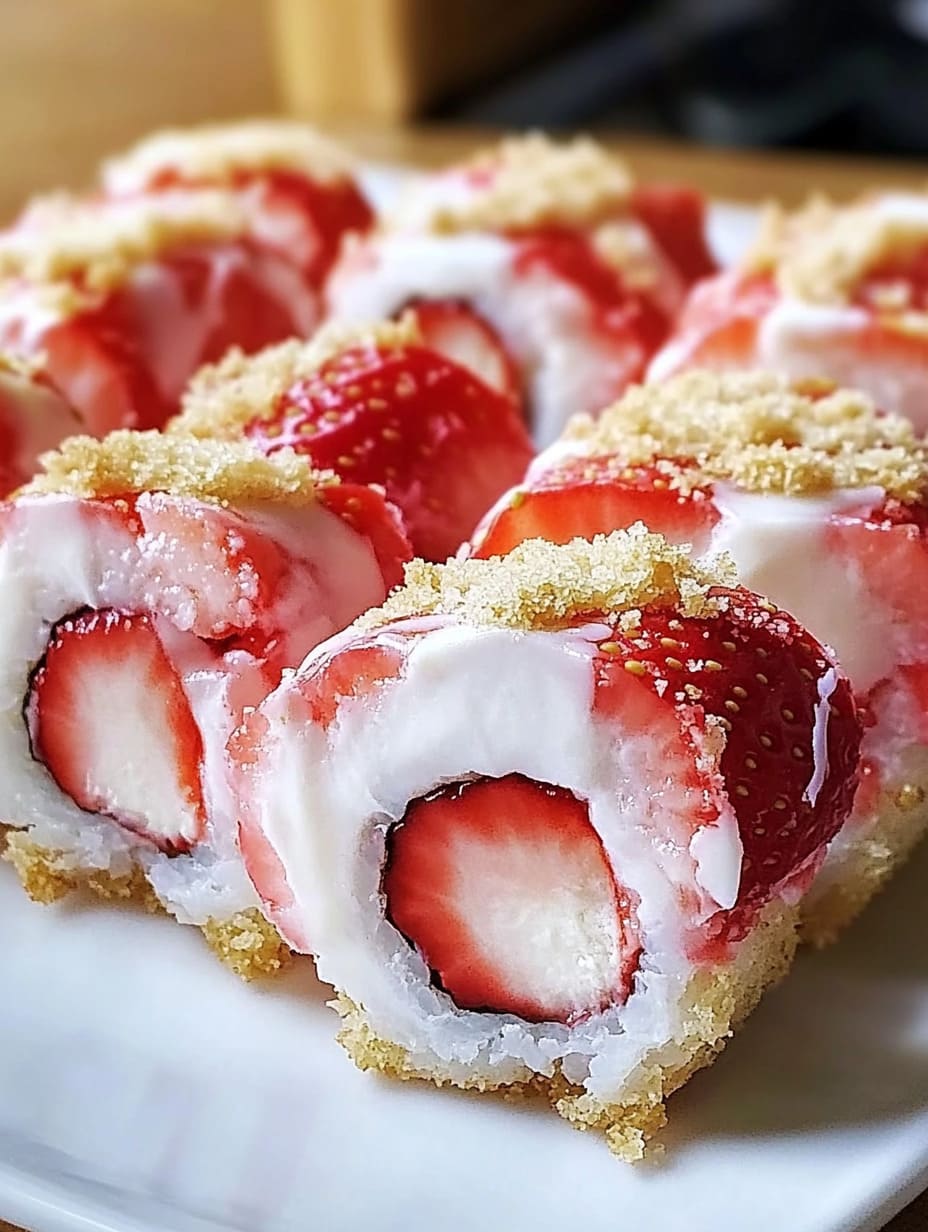 Strawberry Shortcake Cheesecake Dessert Sushi Rolls