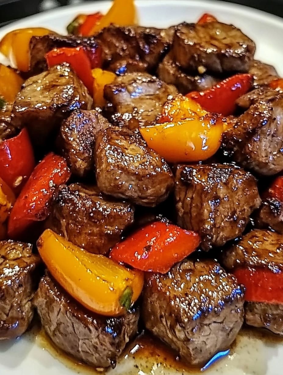 Air Fryer Honey Garlic Steak Sweet Pepper Bites