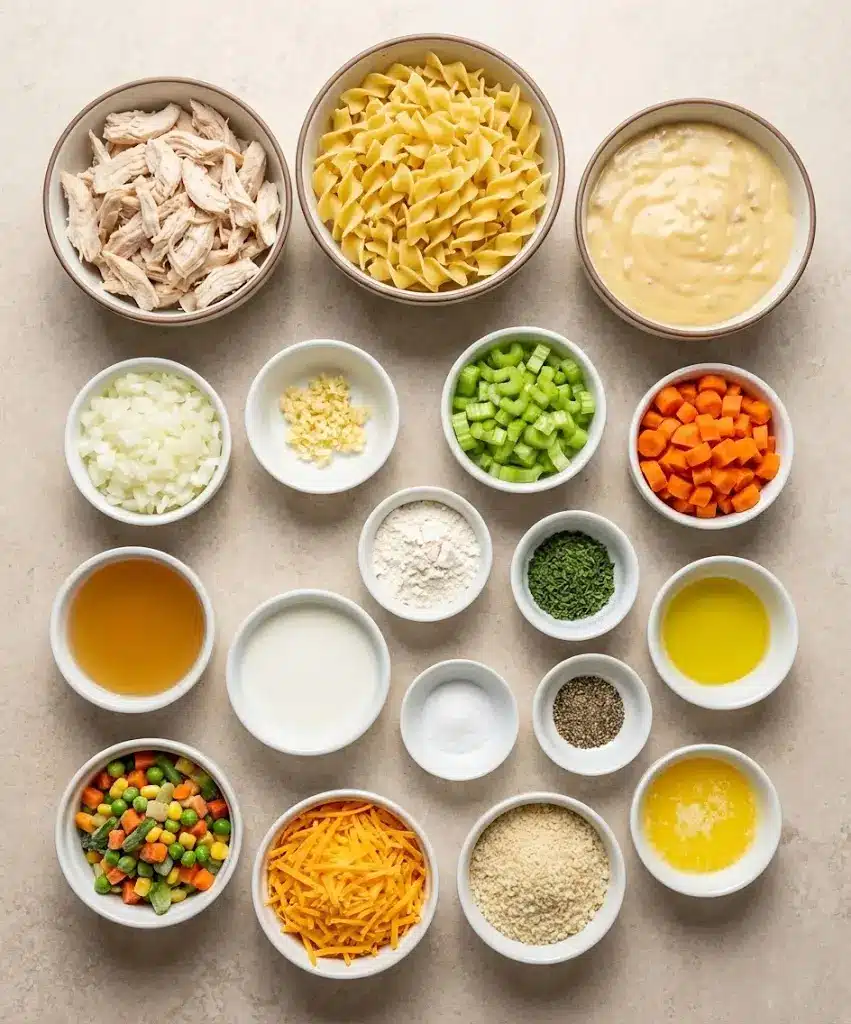 Amish Creamy Chicken Noodle Bake ingredients