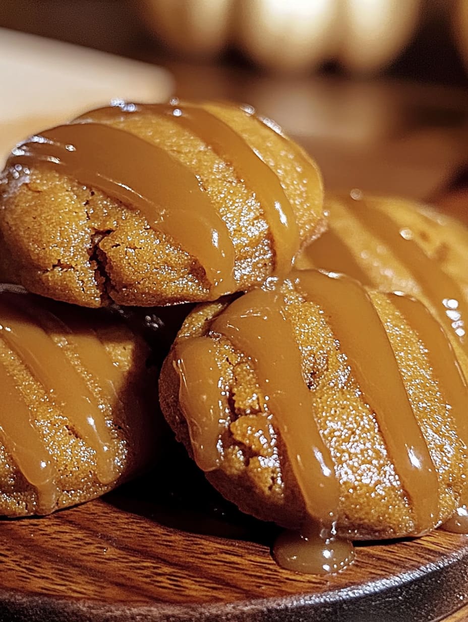 Caramel Drizzled Pumpkin Cookies