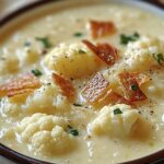 Cheddar Cauliflower and Roasted Garlic Soup