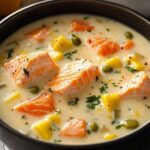 Creamy Salmon Chowder Soup with Fresh Dill