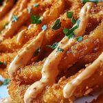 Crispy Onion Rings Drizzled with Spicy Mayo