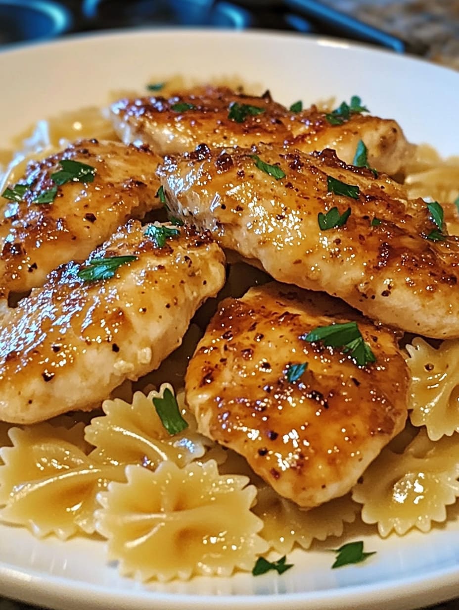 Lemon Garlic Chicken with Creamy Bowtie Pasta