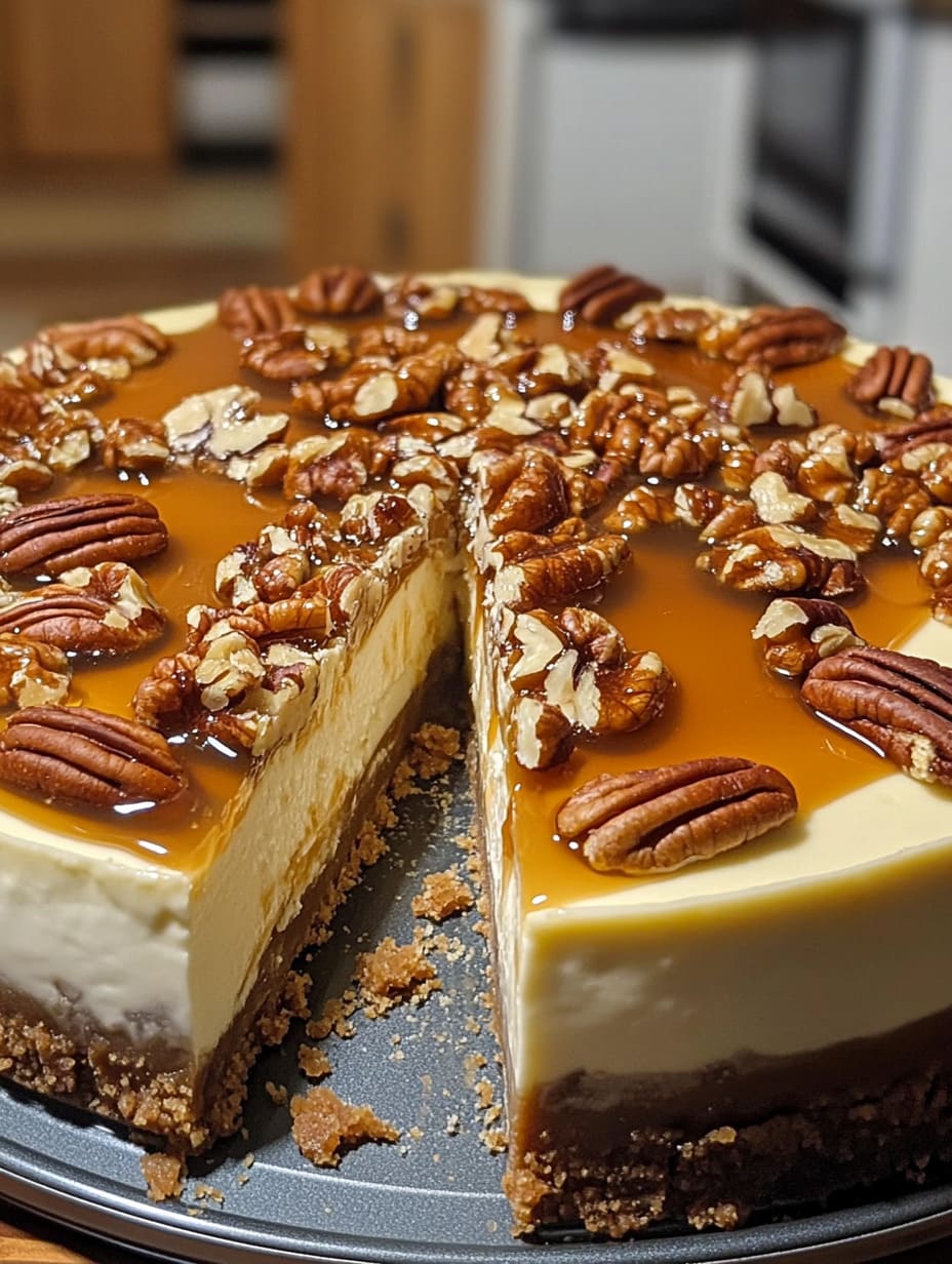 Luxurious Pecan Caramel Cheesecake