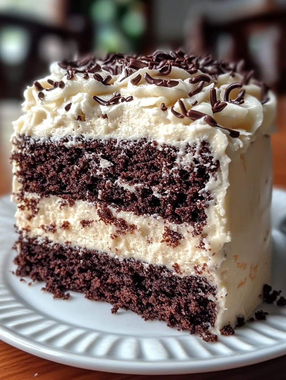 Mounds Cake with Coconut Filling and Whipped Topping