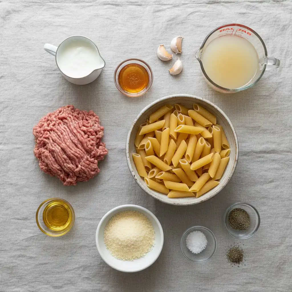 One-Pot Creamy Honey Garlic Chicken Rigatoni ingredients
