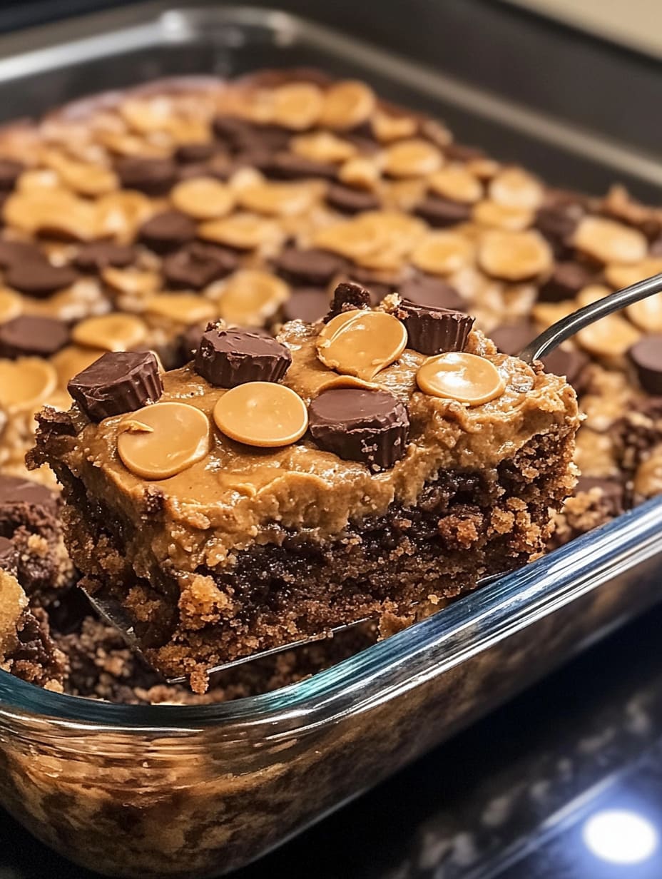 Peanut Butter Cup Dump Cake – Gooey Chocolate Dessert