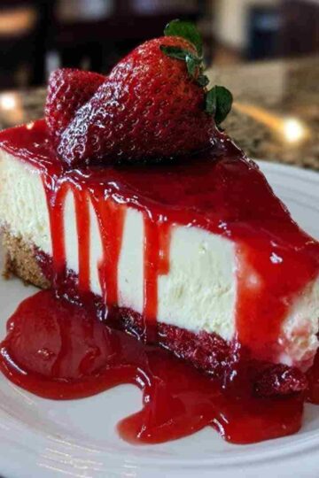 Red Velvet Strawberry Cheesecake Creamy Decadent Dessert