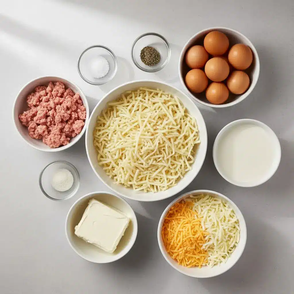 Sausage Egg and Cream Cheese Hashbrown Casserole ingredients