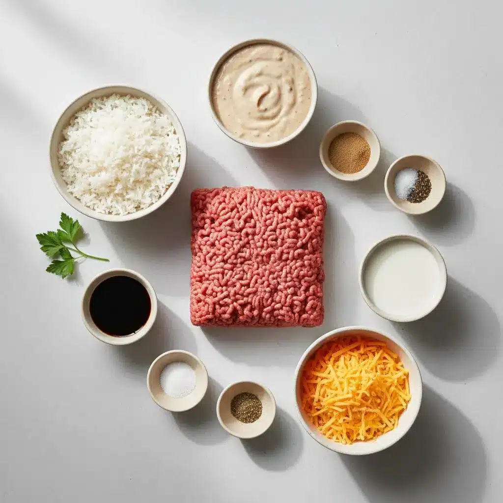 Cheesy Ground Beef Rice Casserole ingredients