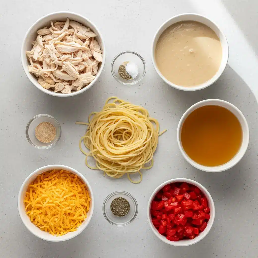 Creamy Crockpot Chicken Spaghetti ingredients