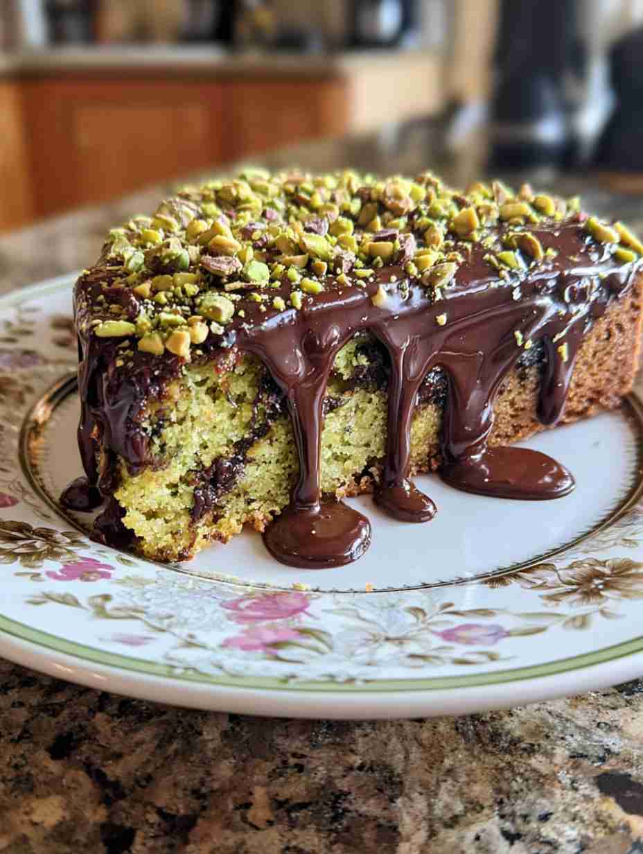 Flourless Pistachio Cake with Chocolate Ganache