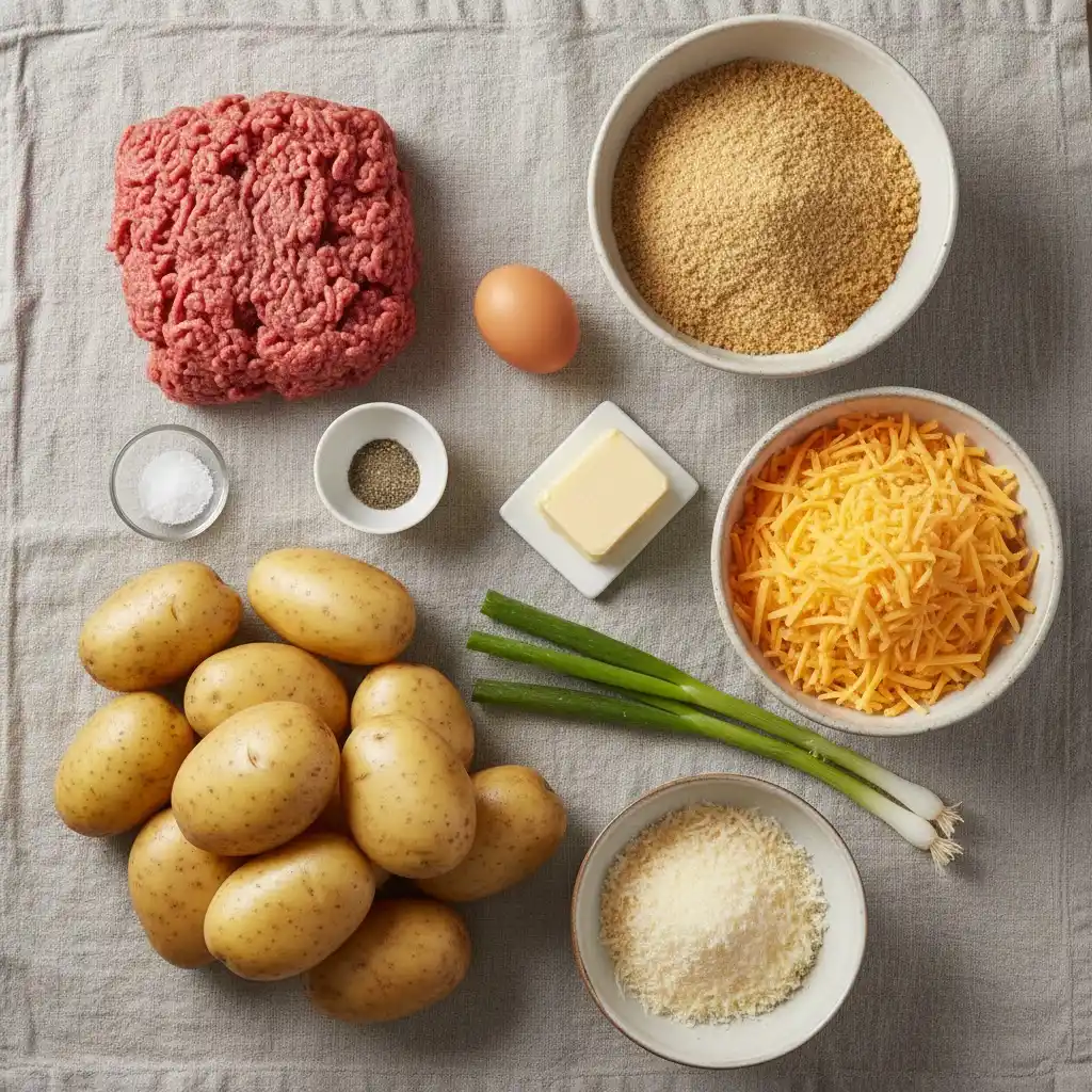Loaded Potato & Meatloaf Casserole ingredients
