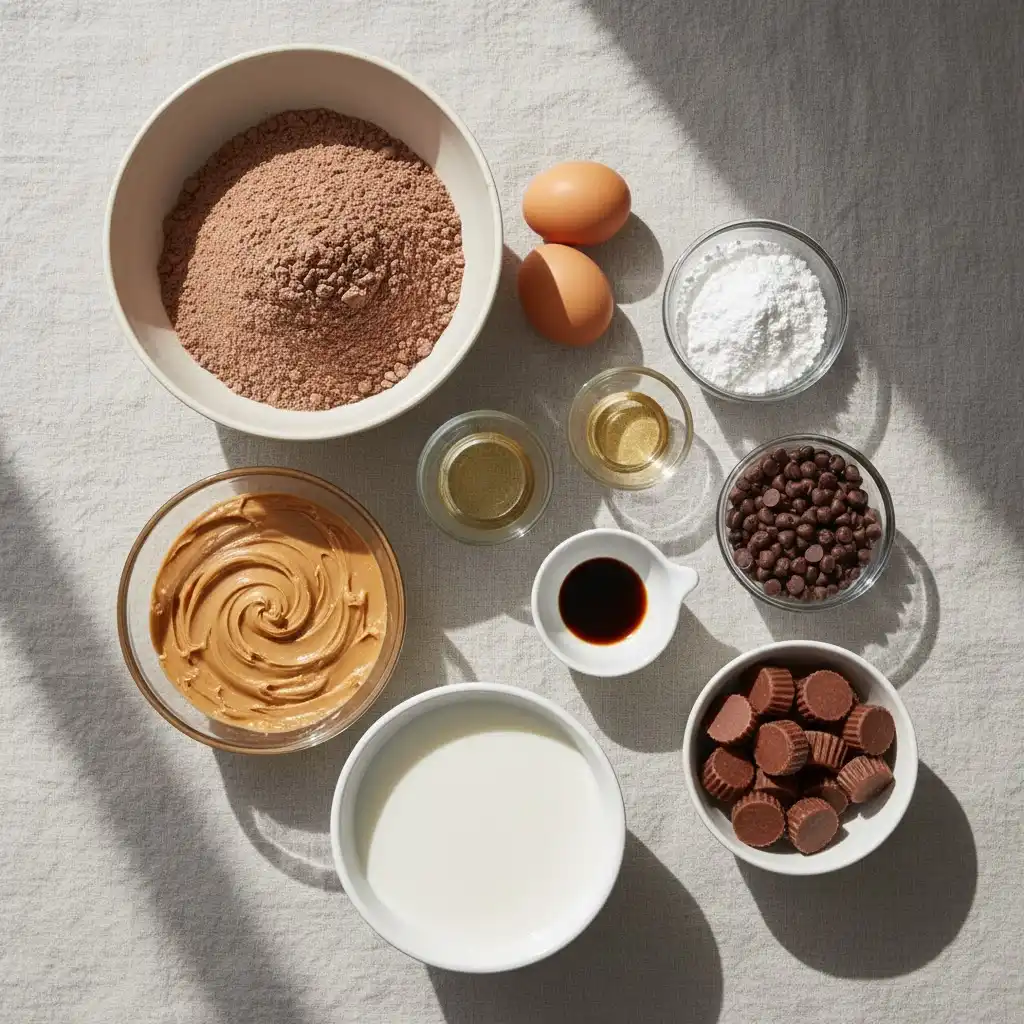 Peanut Butter Cup Dump Cake ingredients