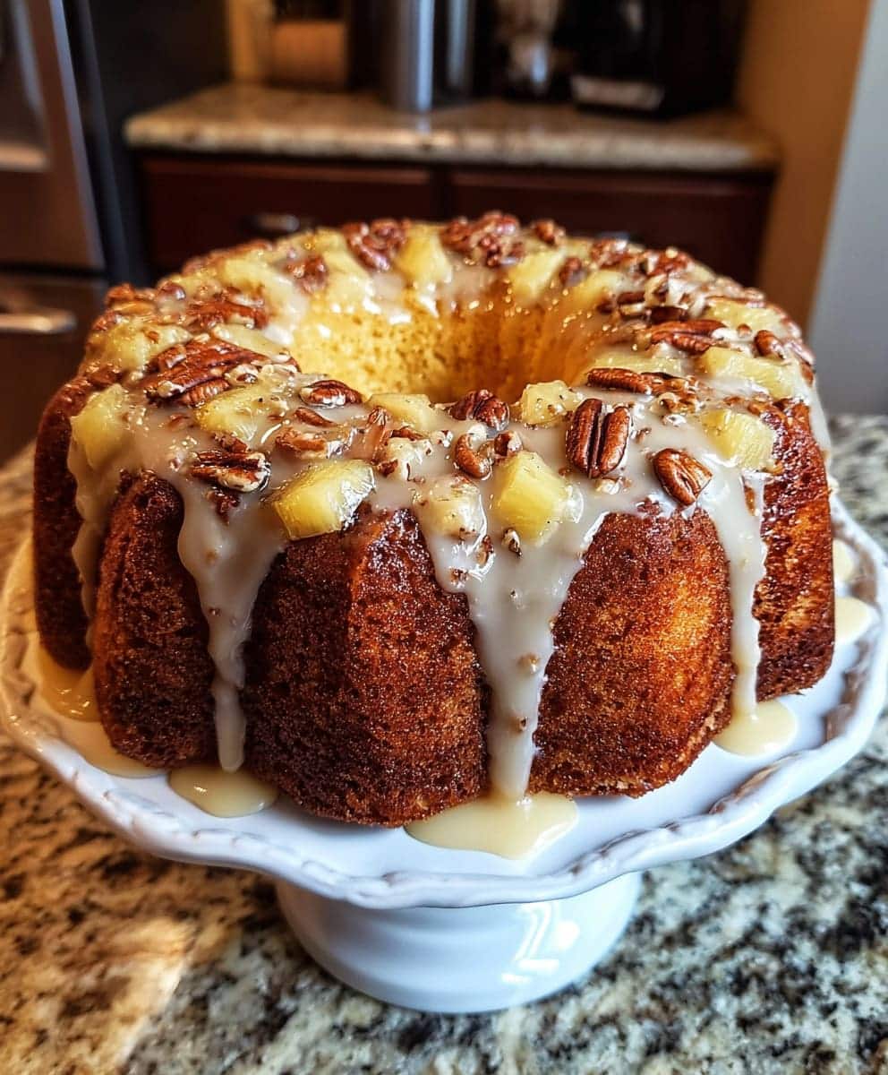 Pineapple Pecan Cream Cheese Pound Cake