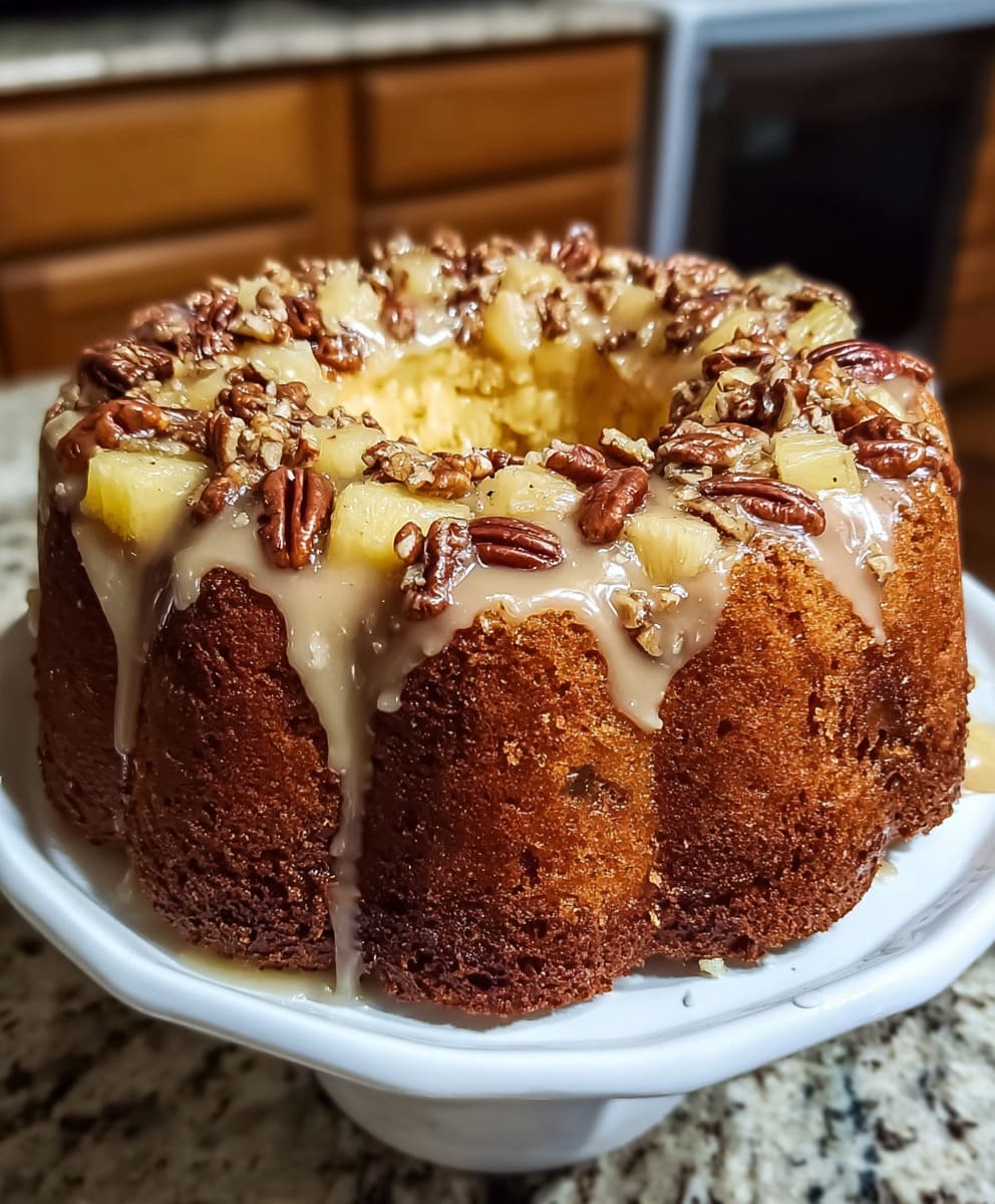 Pineapple Pecan Cream Cheese Pound Cake