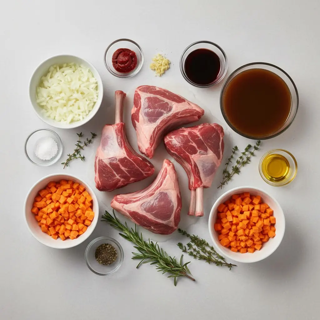 Slow-Cooked Lamb Shanks with Herb-Infused Gravy ingredients