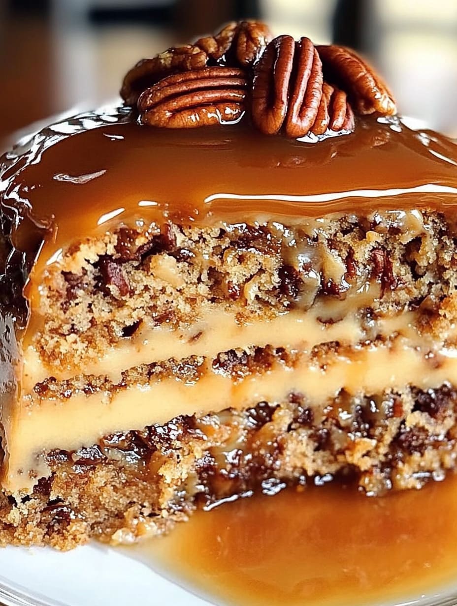 Southern Pecan Caramel Cake – Easy Moist Dessert Recipe