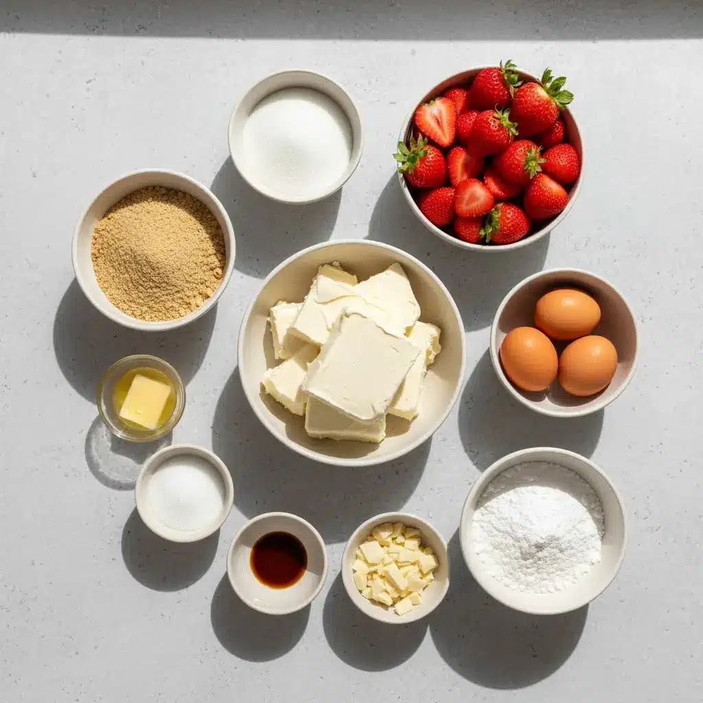 White Chocolate Strawberry Cheesecake ingredients