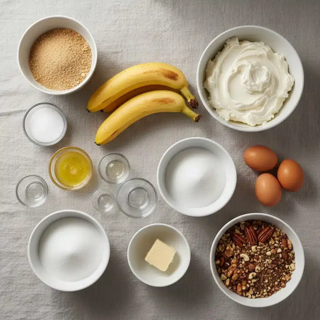Almond Crust Banana Caramel Cheesecake ingredients