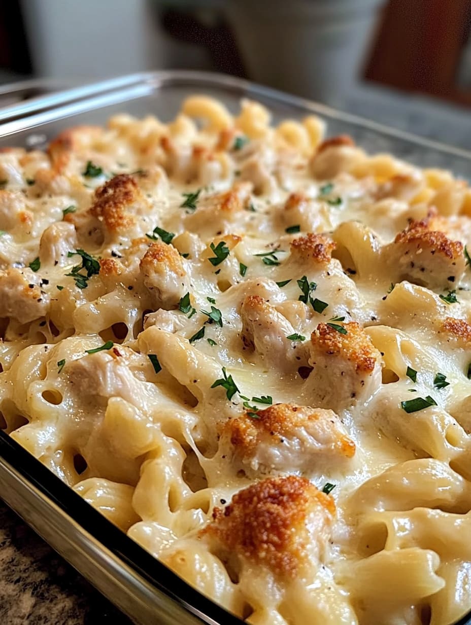 Baked Creamy Chicken Mozzarella Pasta