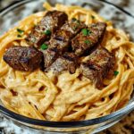 Cajun Creamy Steak Fettuccine with Cheddar Alfredo Sauce