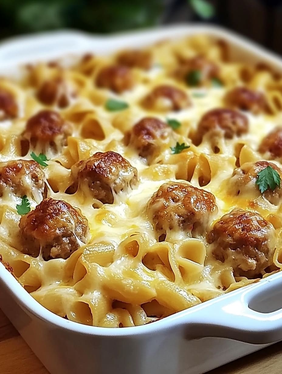 Cheesy Meatball Pasta Bake