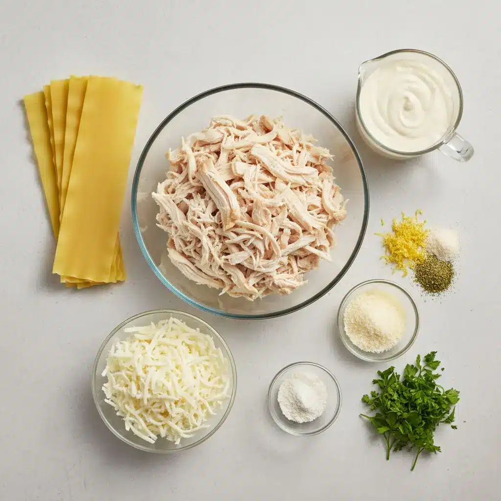 Chicken Alfredo Lasagna Roll-Ups ingredients
