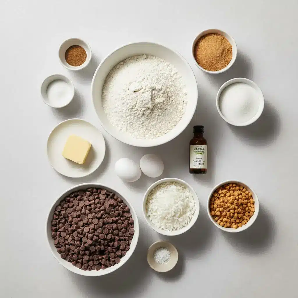 Coconut Toffee Chocolate Chip Cookie Bars ingredients