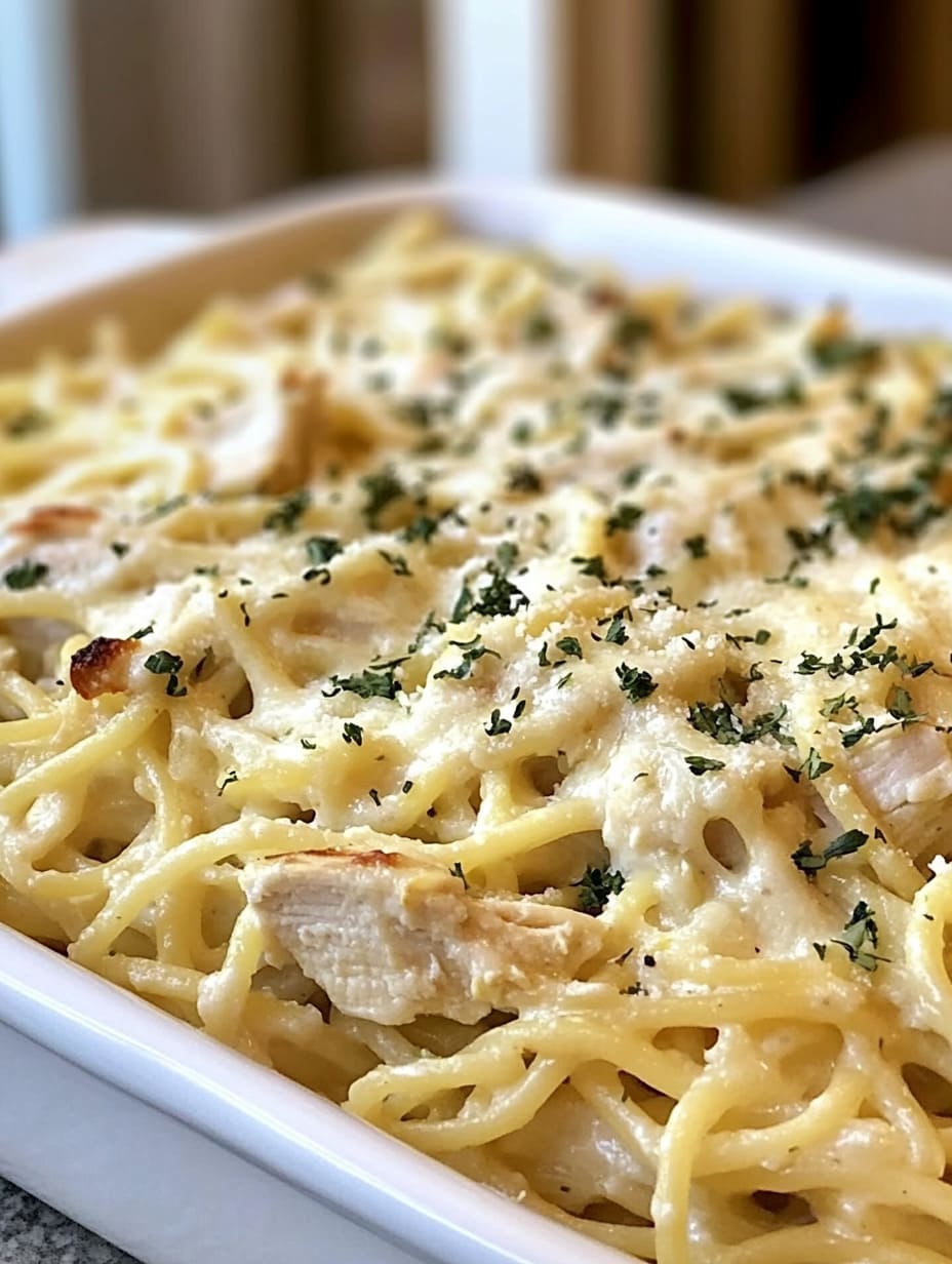 Creamy Chicken Tetrazzini Bake