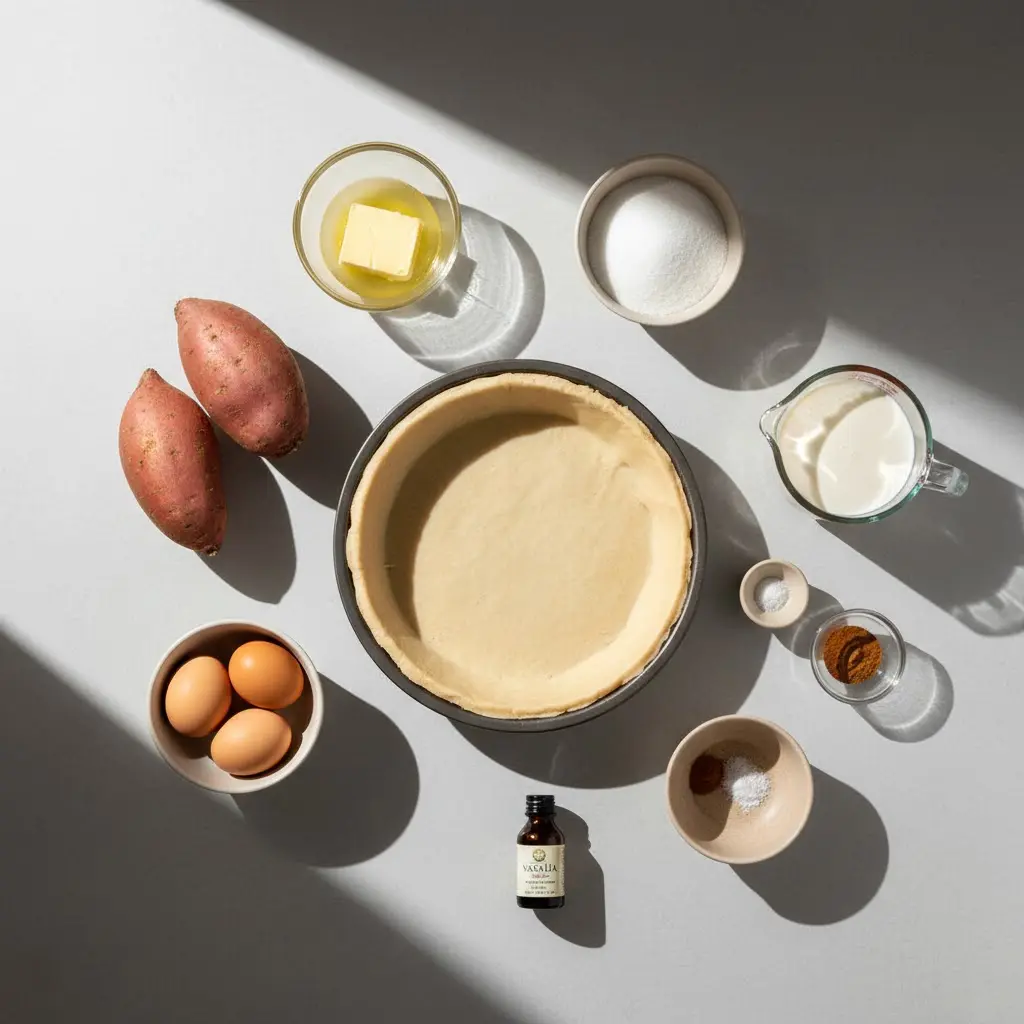 Creamy Sweet Potato Pie ingredients
