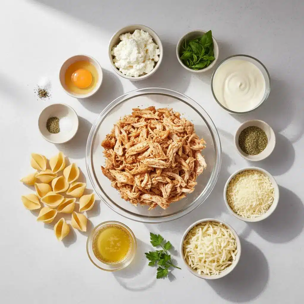 Garlic Butter Chicken Alfredo Stuffed Shells ingredients