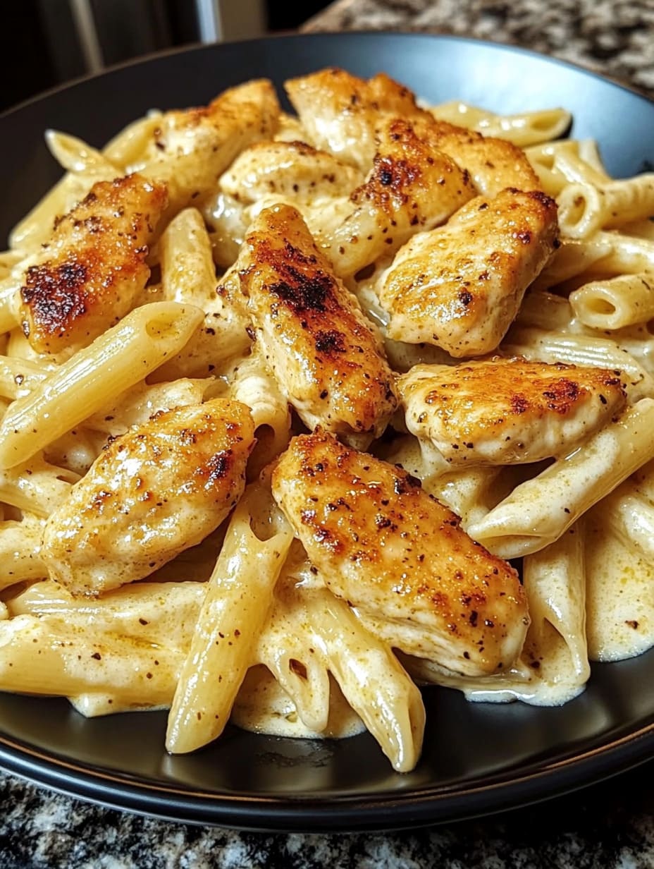 Garlic Butter Penne with Lemon Chicken and Alfredo