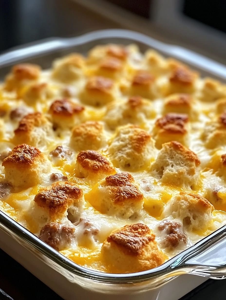 Golden Biscuit & Sausage Breakfast Casserole