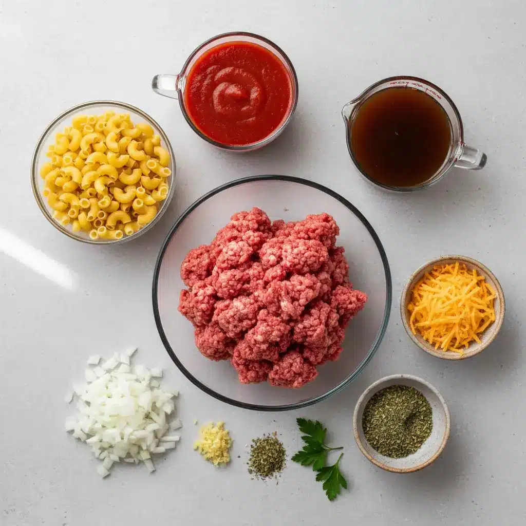 Homemade Beefaroni ingredients