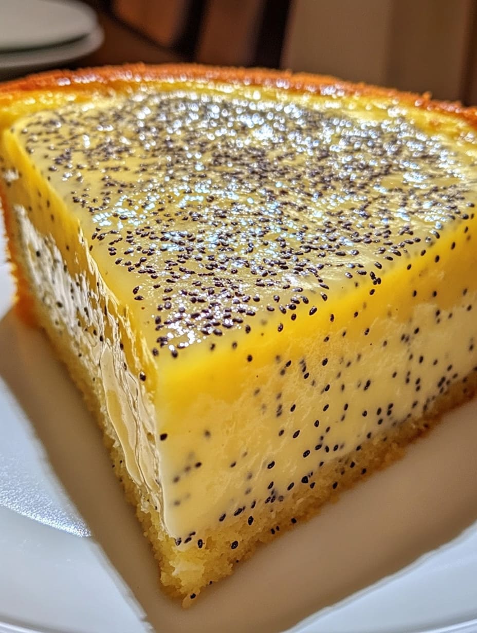 Homemade Lemon Poppy Seed Pudding Cake
