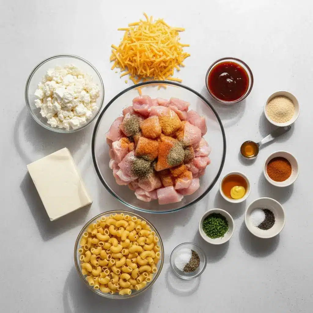 Honey BBQ Chicken Mac & Cheese ingredients