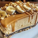 Luscious Banana Caramel Peanut Butter Cheesecake Pie