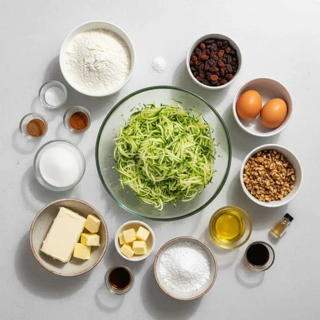 Moist Zucchini Cake with Cream Cheese Frosting ingredients