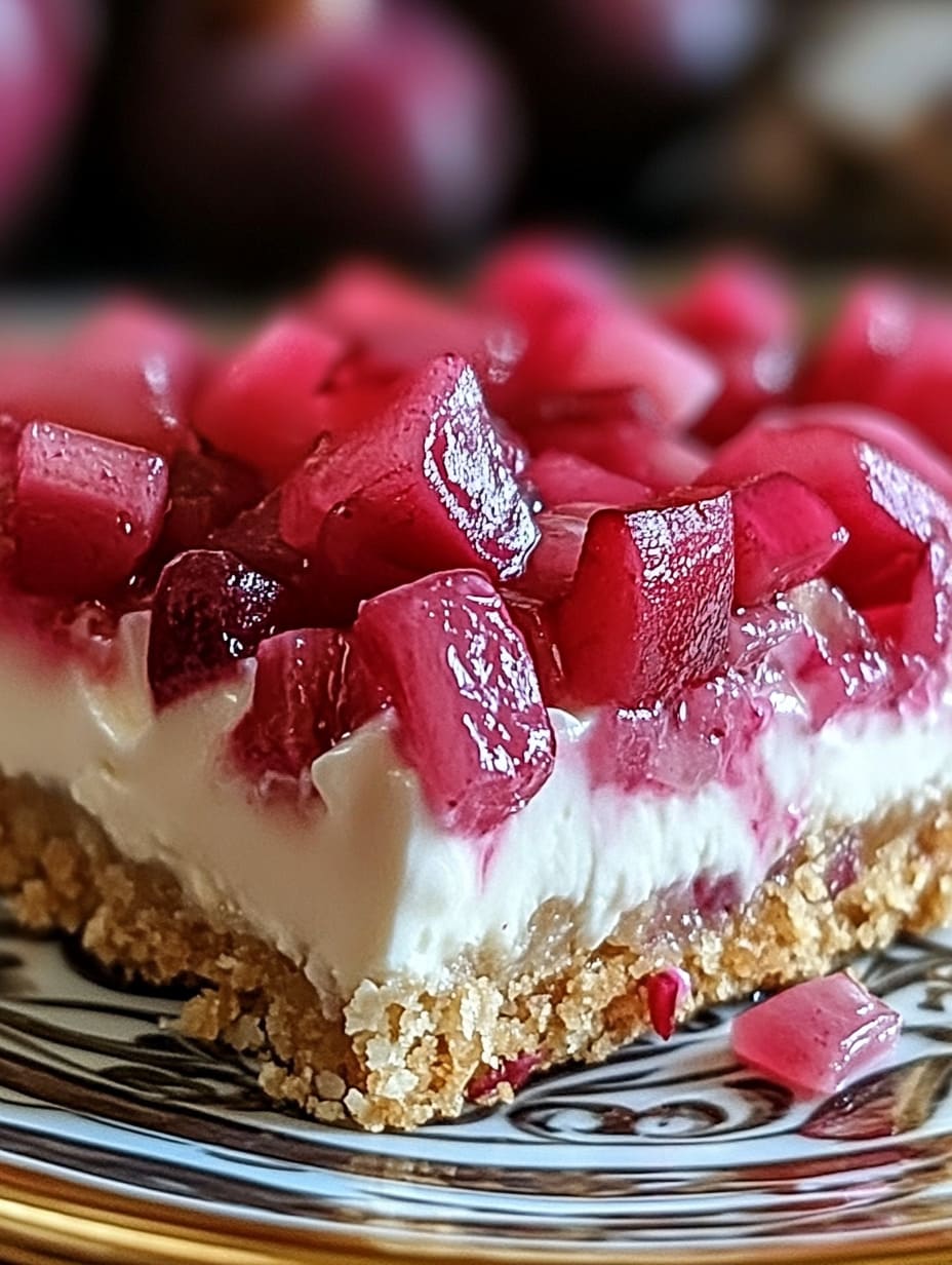 No-Bake Rhubarb Cream Cheese Bars