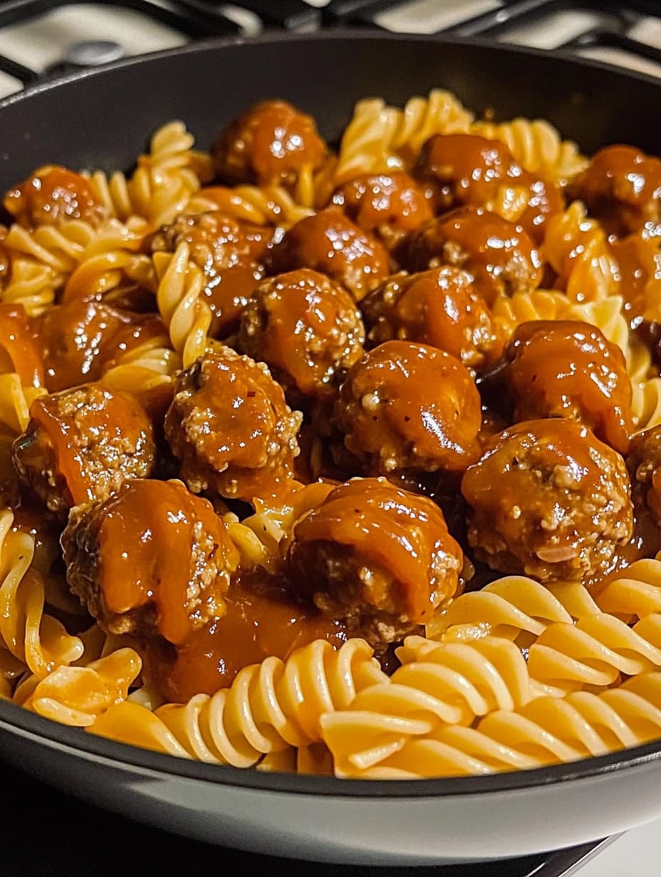 One-Pot Smoky BBQ Meatball Pasta