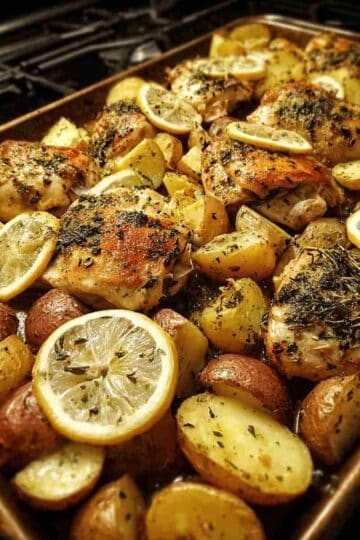 Easy Juicy Sheet Pan Lemon Herb Chicken and Potatoes