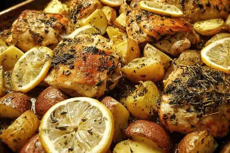 Easy Juicy Sheet Pan Lemon Herb Chicken and Potatoes