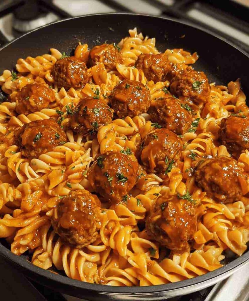 One-Pot Smoky BBQ Meatball Pasta