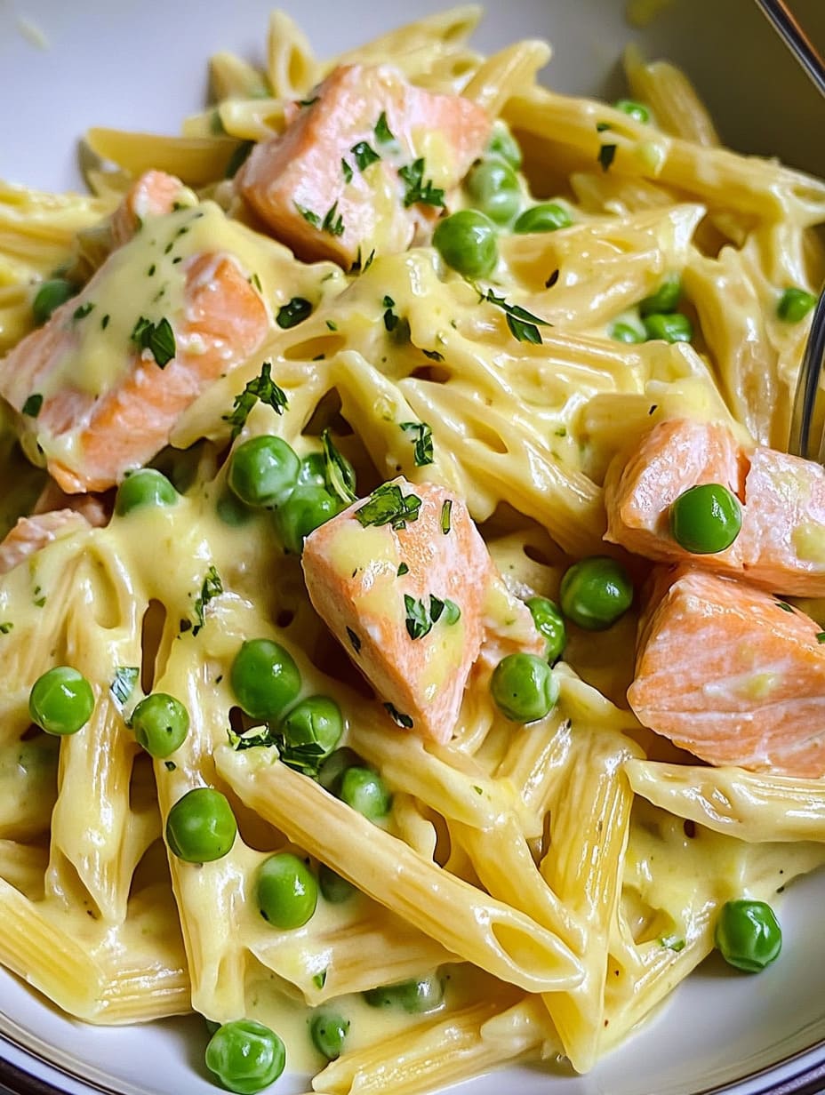 Salmon & Pea Pasta with Creamy Lemon Sauce