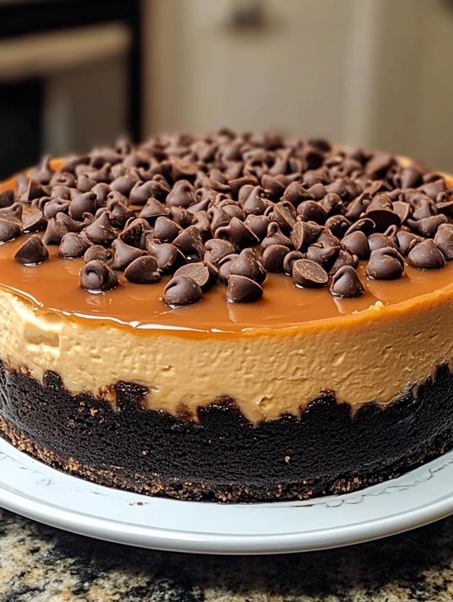 Salted Caramel Chocolate Chip Cheesecake